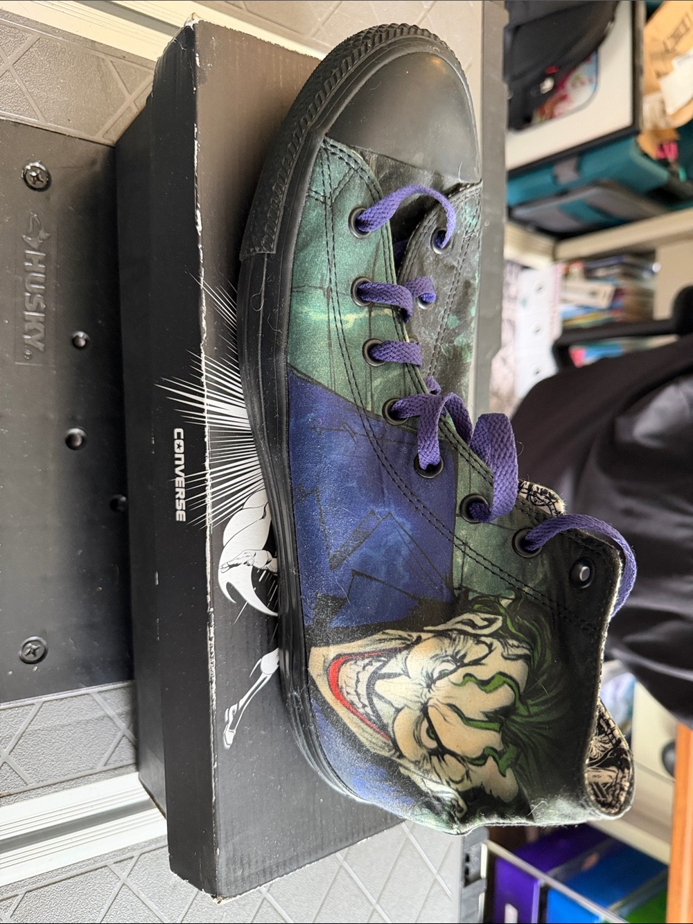 Men’s 13 Joker Graphic High-Top Sneakers in Green & Purple - Picture 2 of 11